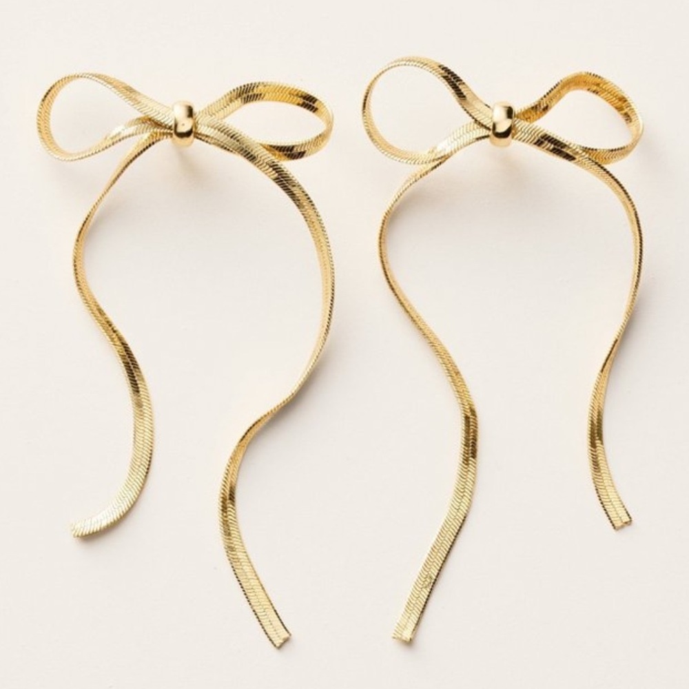 Kate Spade NY X Target Limited Edition Gold Bow Linear Drop Stud Earrings